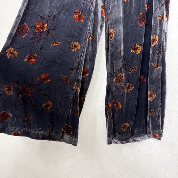 Anthropologie Ett:twa Jessie Floral Velvet Wide Leg Pants Size S - Picture 3 of 9